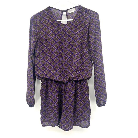 Lucca Couture Medallion Paisley Long Sleeve Chic Romper US Women's XS - Picture 2 of 6